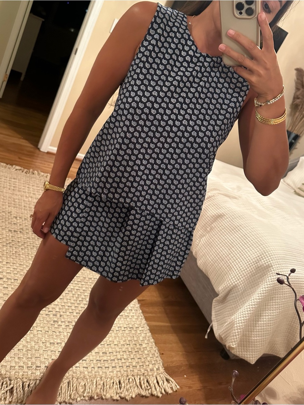 Zara Navy Blue Printed Sleeveless Romper